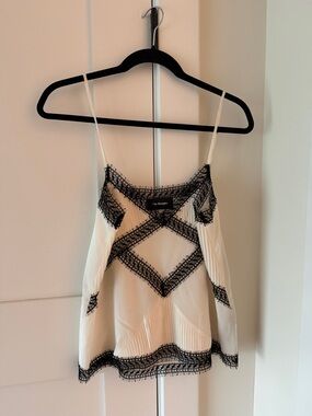 The Kooples Ivory Cami with Black Lace Trim